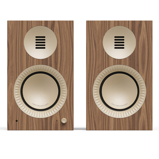 Kanto TUK (2nd Gen) Passive Speaker System with Air Motion Transformer (AMT) Tweeter and 5.25" Aluminium Concave Woofer, Matte Walnut w/ Rose Gold
