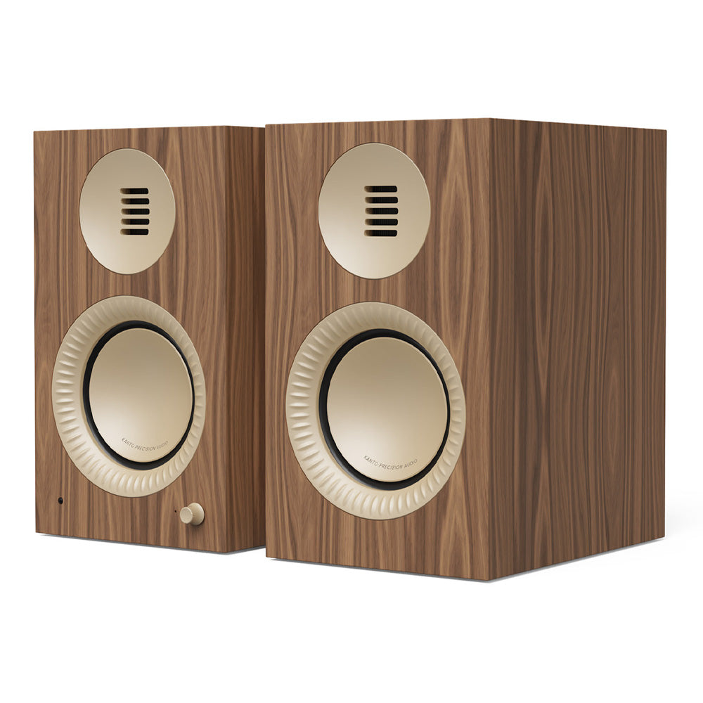 Kanto TUK (2nd Gen) Passive Speaker System with Air Motion Transformer (AMT) Tweeter and 5.25" Aluminium Concave Woofer, Matte Walnut w/ Rose Gold