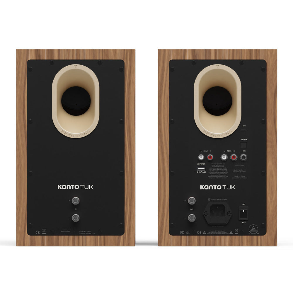 Kanto TUK (2nd Gen) Passive Speaker System with Air Motion Transformer (AMT) Tweeter and 5.25" Aluminium Concave Woofer, Matte Walnut w/ Rose Gold