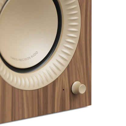 Kanto TUK (2nd Gen) 260 W Premium Powered Speaker System with Bluetooth 5.4, Dual RCA and USB-C Inputs - Matte Walnut w/ Rose Gold