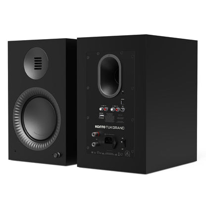Kanto TUK (2nd Gen) Grand 320 W Premium Powered Speaker System with Bluetooth® 5.4, Dual RCA and USB-C Inputs, Matte Black w/ Gunmetal