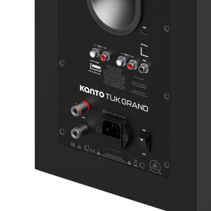 Kanto TUK (2nd Gen) Grand 320 W Premium Powered Speaker System with Bluetooth® 5.4, Dual RCA and USB-C Inputs, Matte Black w/ Gunmetal