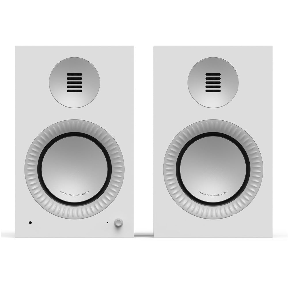 Kanto TUK (2nd Gen) Grand 320 W Premium Powered Speaker System with Bluetooth 5.4, Dual RCA and USB-C Inputs, Matte White w/ Aluminum