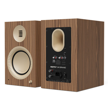 Kanto TUK (2nd Gen) Grand 320 W Premium Powered Speaker System with Bluetooth 5.4, Dual RCA and USB-C Inputs, Matte Walnut w/ Rose Gold