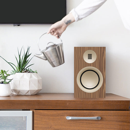 Kanto TUK (2nd Gen) Grand 320 W Premium Powered Speaker System with Bluetooth 5.4, Dual RCA and USB-C Inputs, Matte Walnut w/ Rose Gold