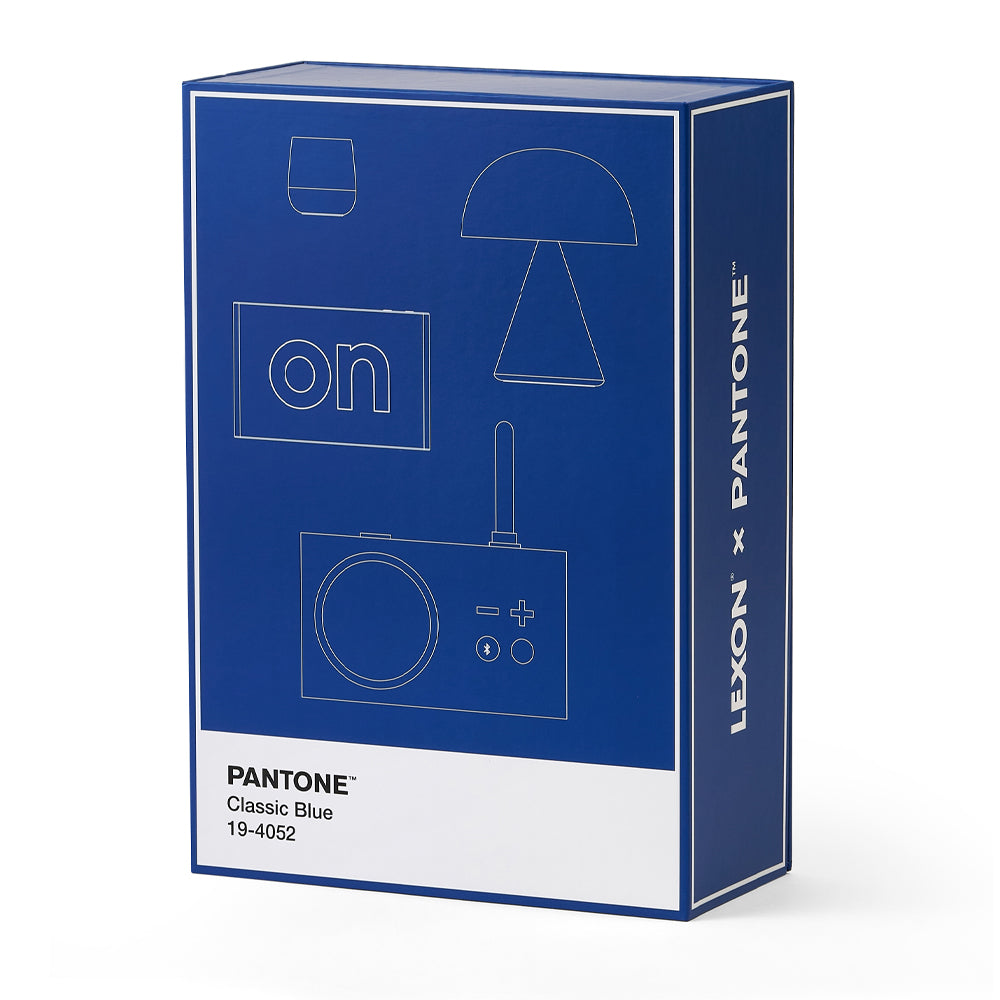 Lexon GIFT Set PANTONE - Includes Mino+ Mini Speaker, Flip Classic Clock, Mina M Lamp, Thykho 3  Speaker - Classic Blue