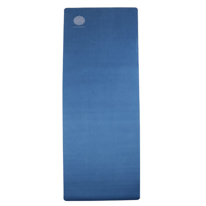 Mandala Yoga Mat Premium Bundle, Includes Yoga Mat 188cm H x 61cm W, Yoga Strap & Steel Hydration Bottle - Midnight Blue