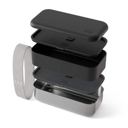 Monbento Mb Sense Original The Two-Tier Metal Food Container Sense Original - Black Oynx
