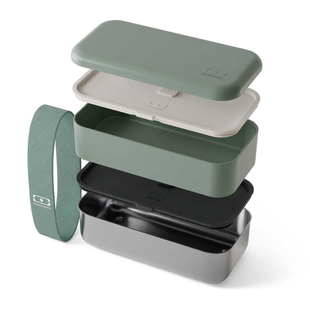 Monbento Mb Sense Original The Two-Tier Metal Food Container Sense Original - Natural Green