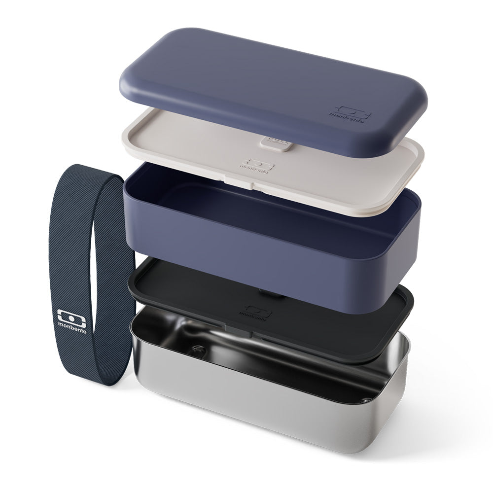 Monbento Mb Sense Original The Two-Tier Metal Food Container Sense Original - Natural Blue