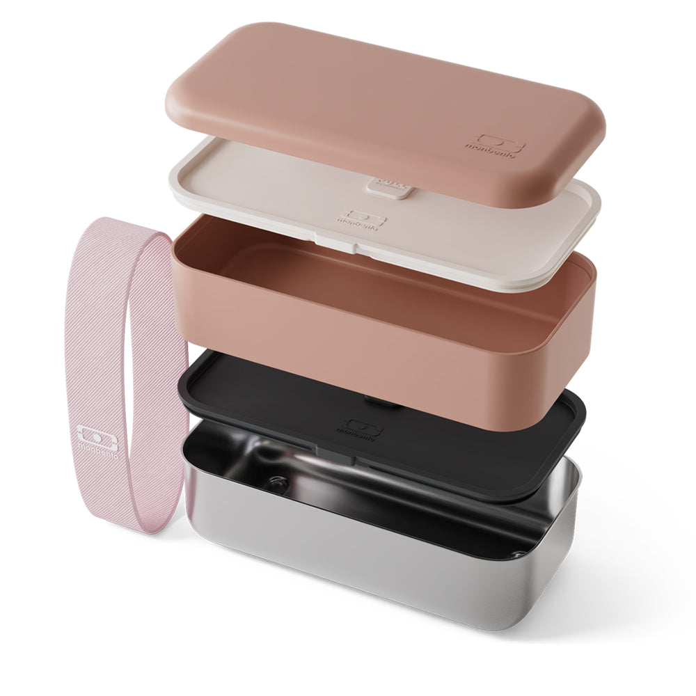 Monbento Mb Sense Original The Two-Tier Metal Food Container Sense Original - Pink Moka