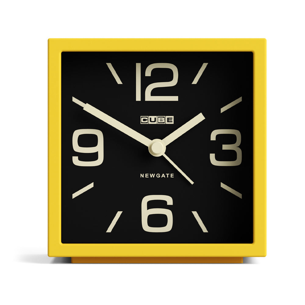 Newgate Cube Mantel Clock-Citrus Yellow