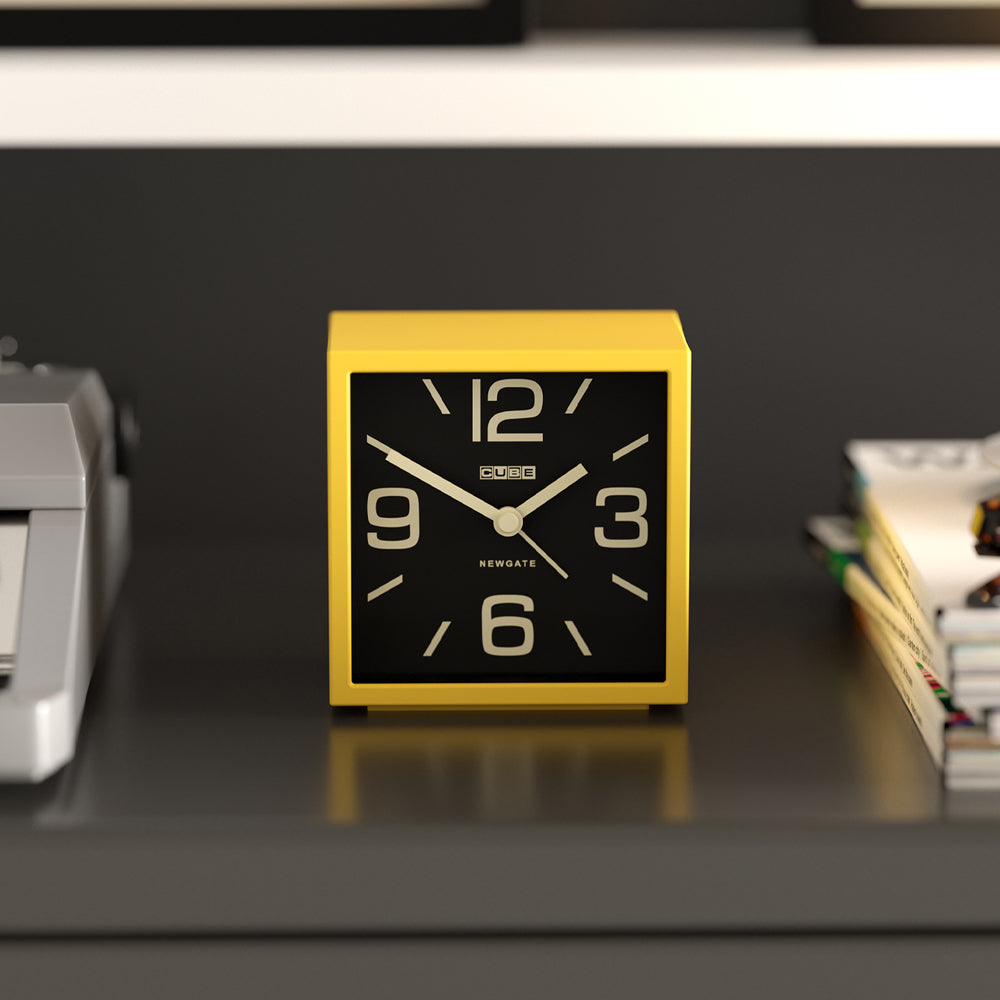 Newgate Cube Mantel Clock-Citrus Yellow