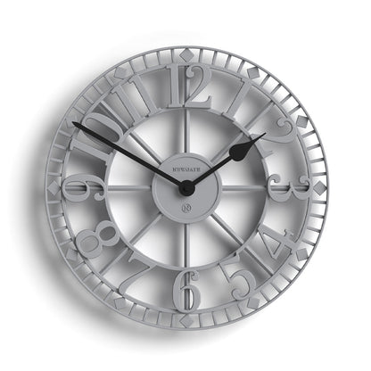 Newgate Warehouse Wall Clock-Clockwork Grey
