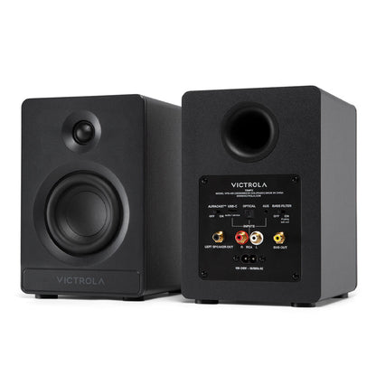 Victrola Automatic Turntable + Victrola Tempo Bookshelf Speakers Bundle - Black
