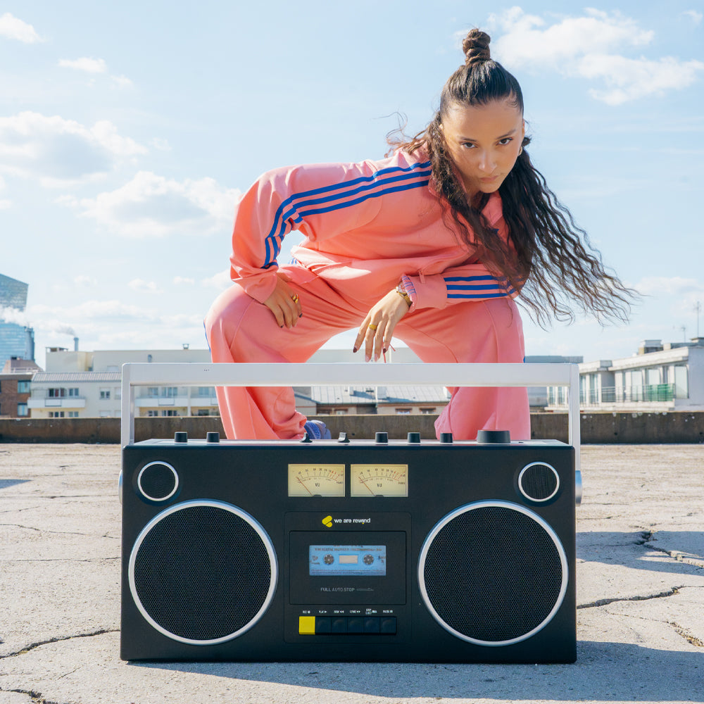 We Are Rewind Getto Blaster Cassette Player & Recorder - Curtis, Black