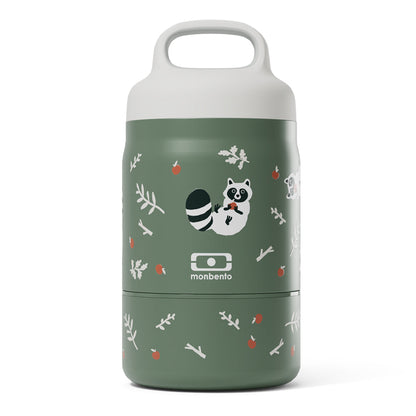 Monbento Handy Kids Insulated Lunch Box with Compartments - Raccoon