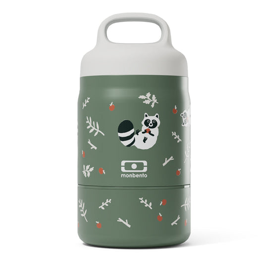 Monbento Handy Kids Insulated Lunch Box with Compartments - Raccoon