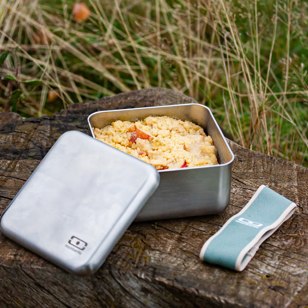 Monbento Mb Sense L The Microwave-Safe Metal Lunch Box - Natural Green