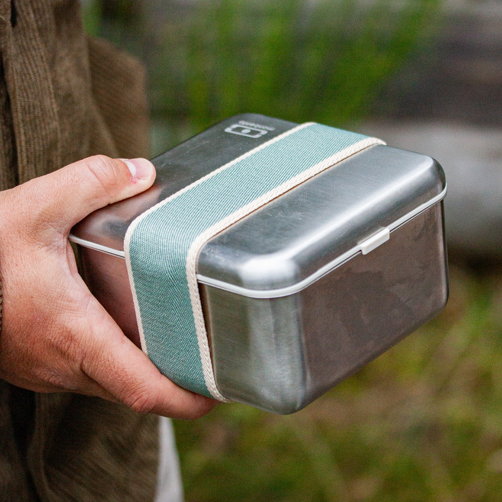 Monbento Mb Sense L The Microwave-Safe Metal Lunch Box - Natural Green
