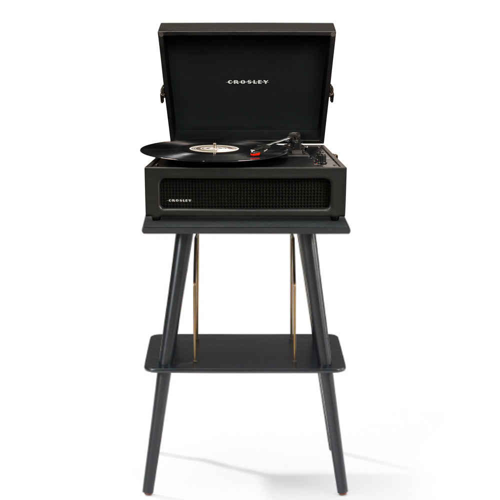 Crosley Voyager Bluetooth Portable Turntable + Crosley Turntable Stand Bundle - Black