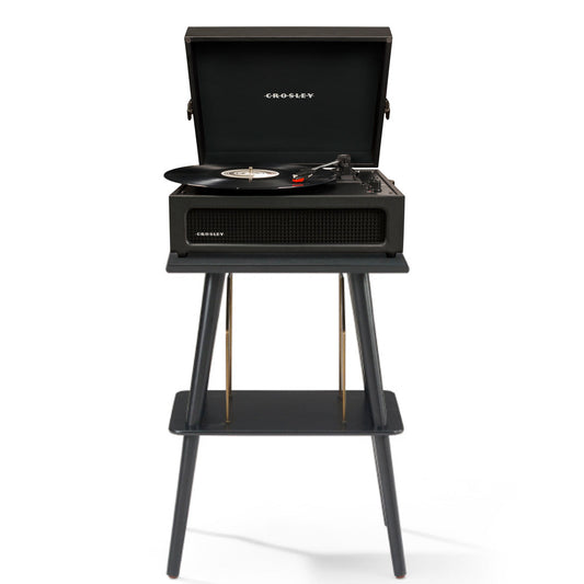 Crosley Voyager Bluetooth Portable Turntable + Crosley Turntable Stand Bundle - Black