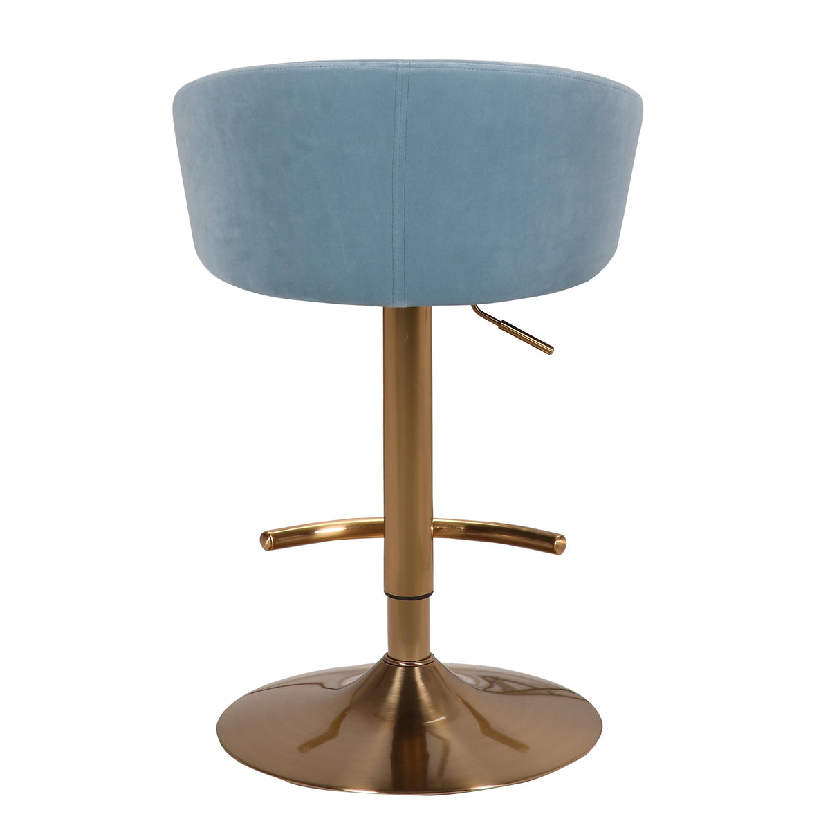 Keira Blue Velvet Gold Swivel Gas Lift Bar Stool
