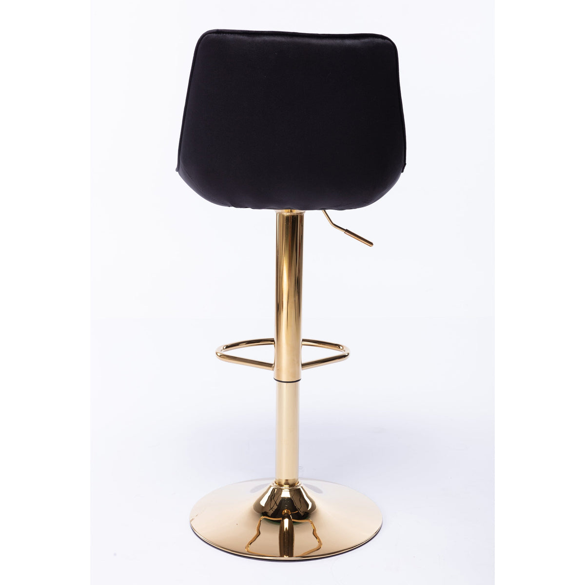Kiara Black Velvet Gold Swivel Gas Lift Bar Stool