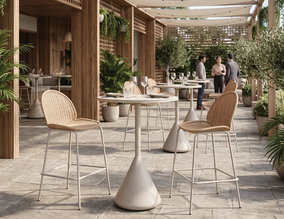 Kora High Bar Table - Outdoor - Latte - Dune Ceramic Top
