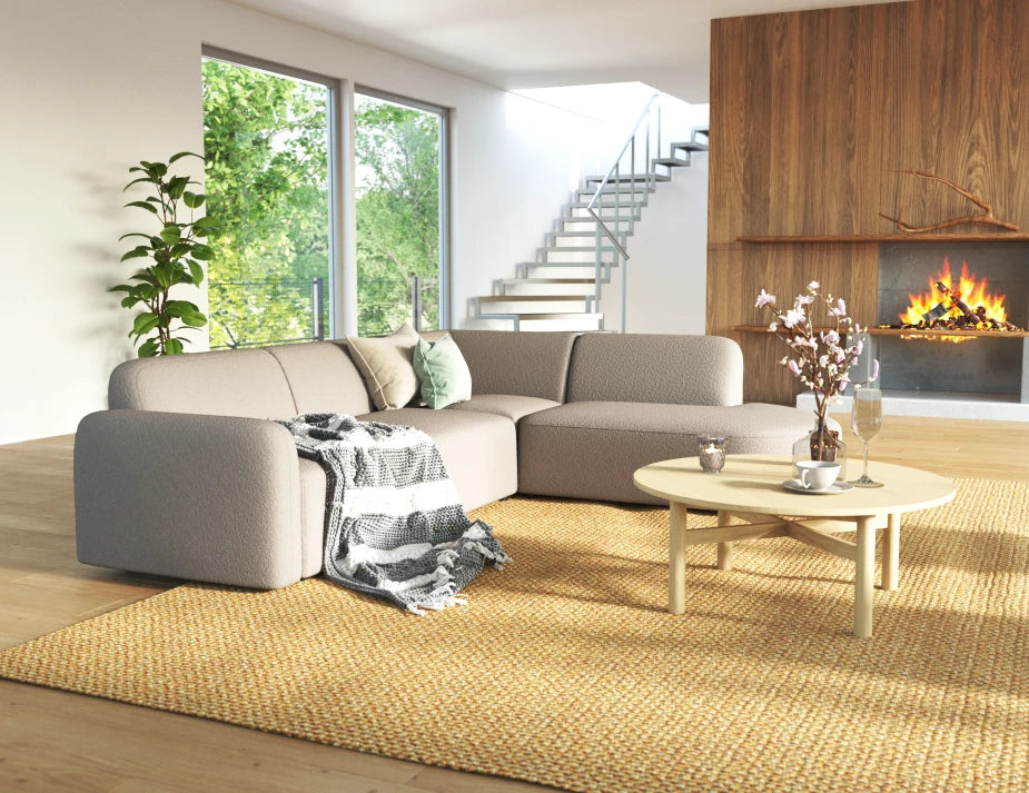 Atticus Modular Sofa - Config D or E Curved Open End - Oyster Grey