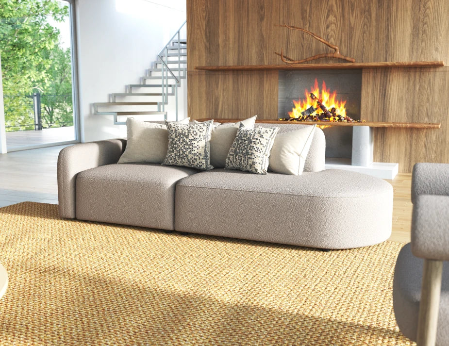Atticus Modular Sofa - Config F or G Curved Open End - Oyster Grey