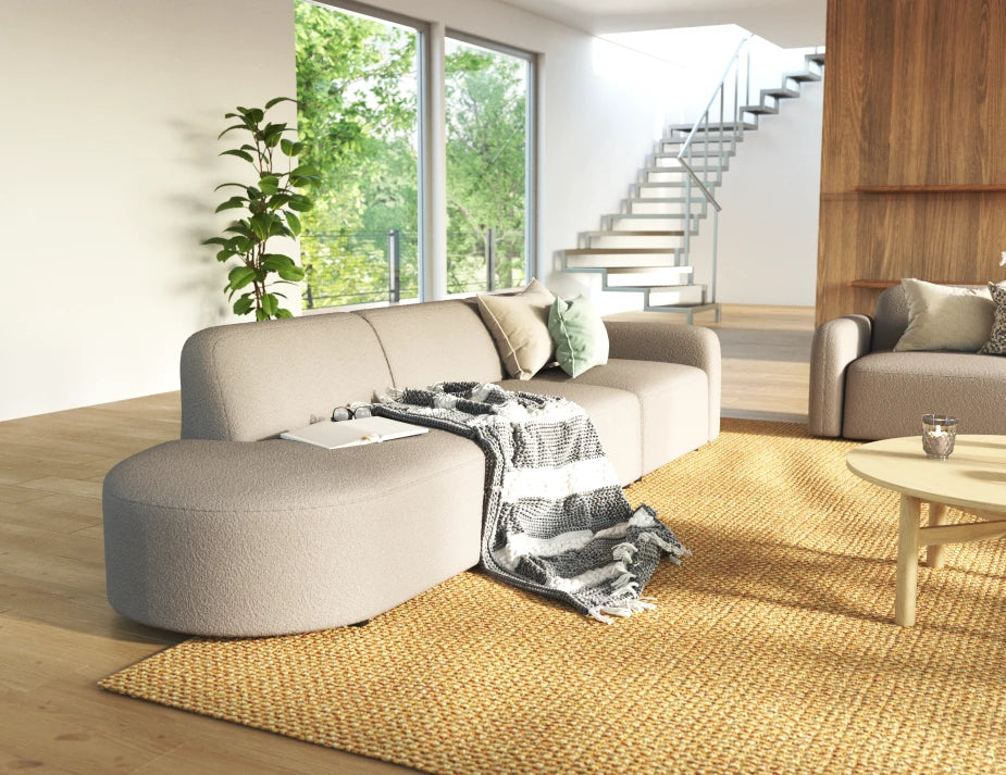 Atticus Modular Sofa - Config H or I Curved Open End - Oyster Grey