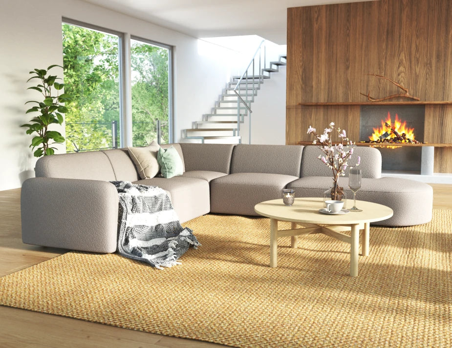 Atticus Modular Sofa - Config J or K Curved Open End - Oyster Grey
