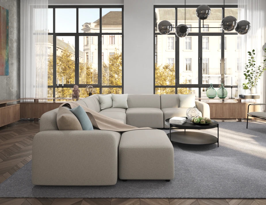 Atticus Modular Sofa Section - Left Arm - Oyster Grey