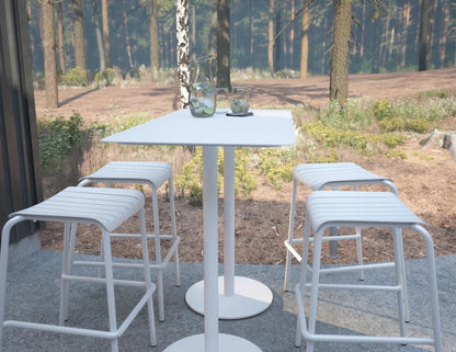 Roku Rectangle High Bar Table - Outdoor - White