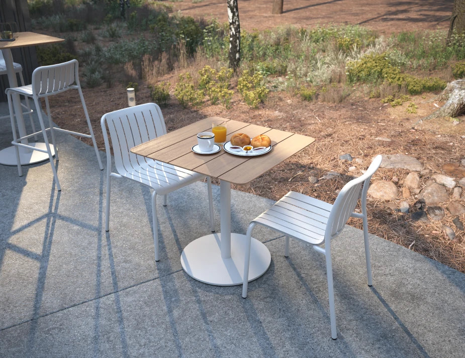 Roku Cafe Teak Table - Outdoor - White