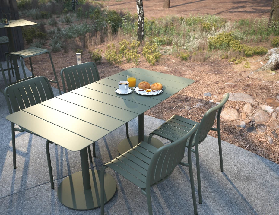 Roku Rectangle Cafe Table - Outdoor - Eucalyptus Green
