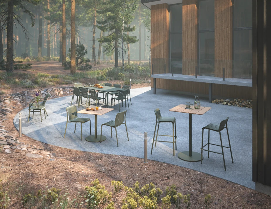 Roku Cafe Teak Table - Outdoor - Eucalyptus Green