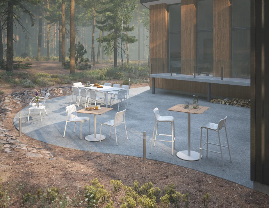 Roku Cafe Teak Table - Outdoor - White