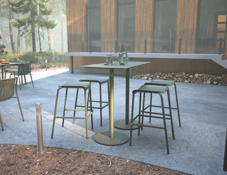 Roku Rectangle High Bar Table - Outdoor - Matte Green
