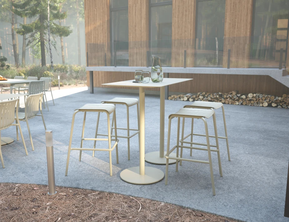 Roku Rectangle High Bar Table - Outdoor - Latte