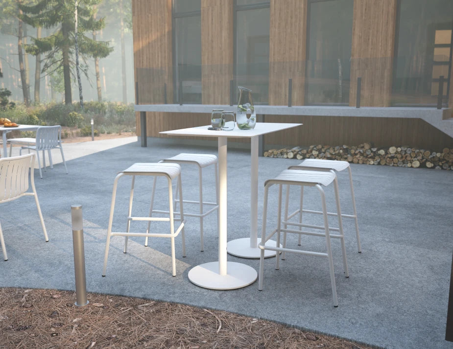Roku Rectangle High Bar Table - Outdoor - White