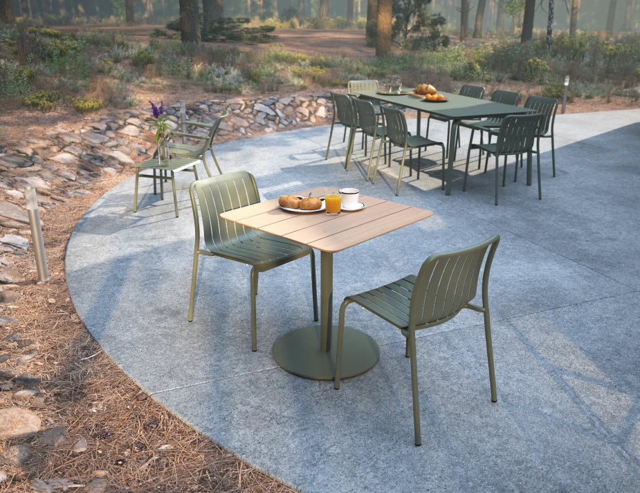 Roku Cafe Teak Table - Outdoor - Eucalyptus Green