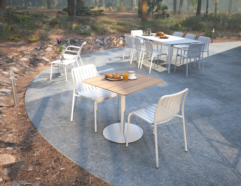 Roku Cafe Teak Table - Outdoor - White