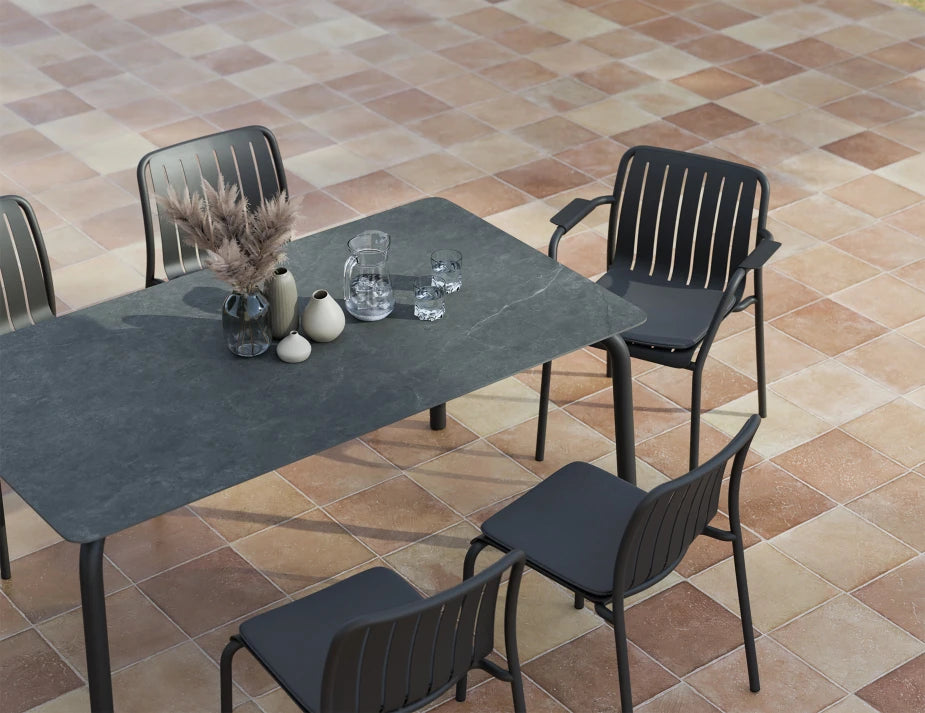 Roku Dining Table 160cm - Outdoor - Charcoal - Basalt Ceramic