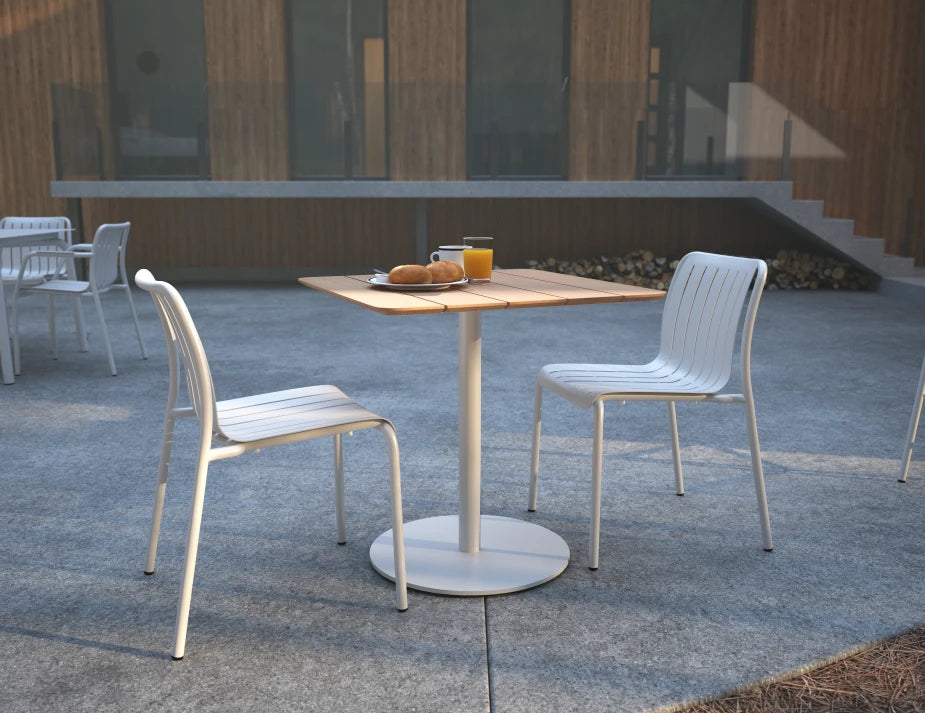 Roku Cafe Teak Table - Outdoor - White