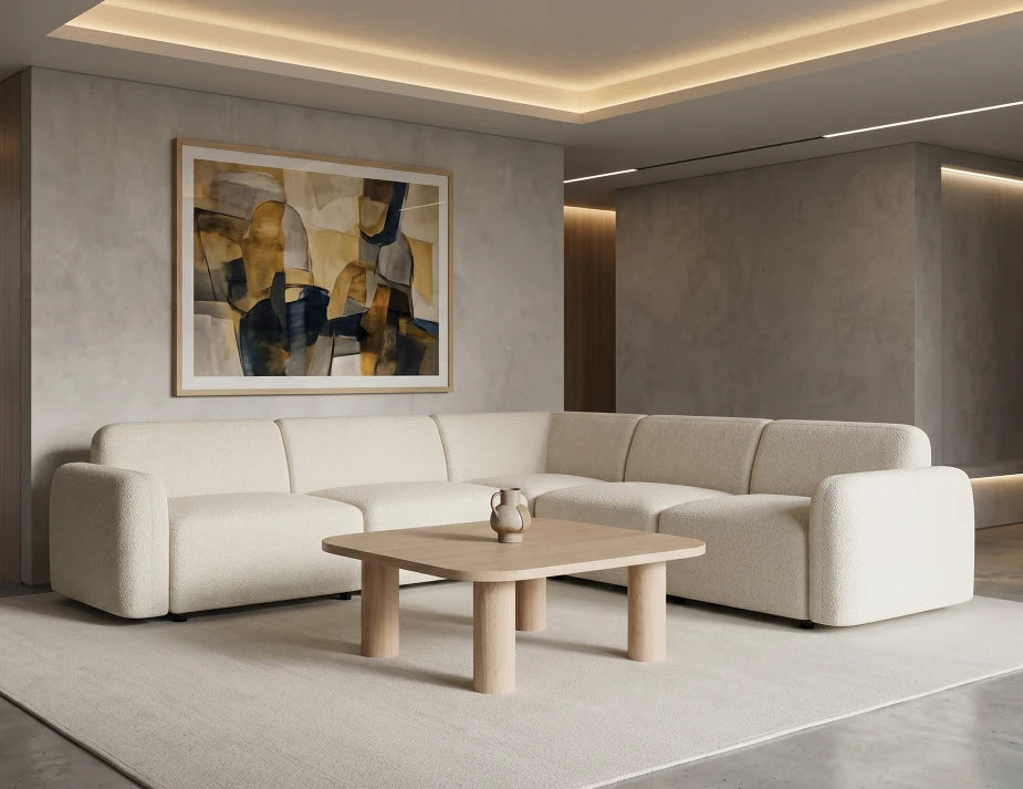 Atticus Modular Sofa - Config C Corner - Ivory Cream