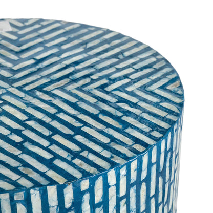 Leander White Shell Inlay Stool Side Table 50cm