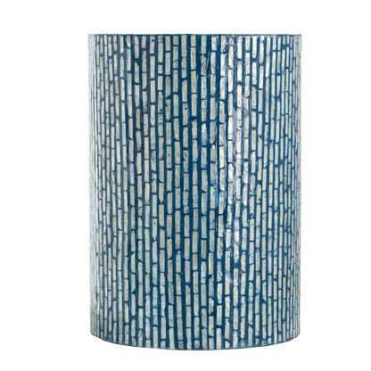 Leander White Shell Inlay Stool Side Table 50cm