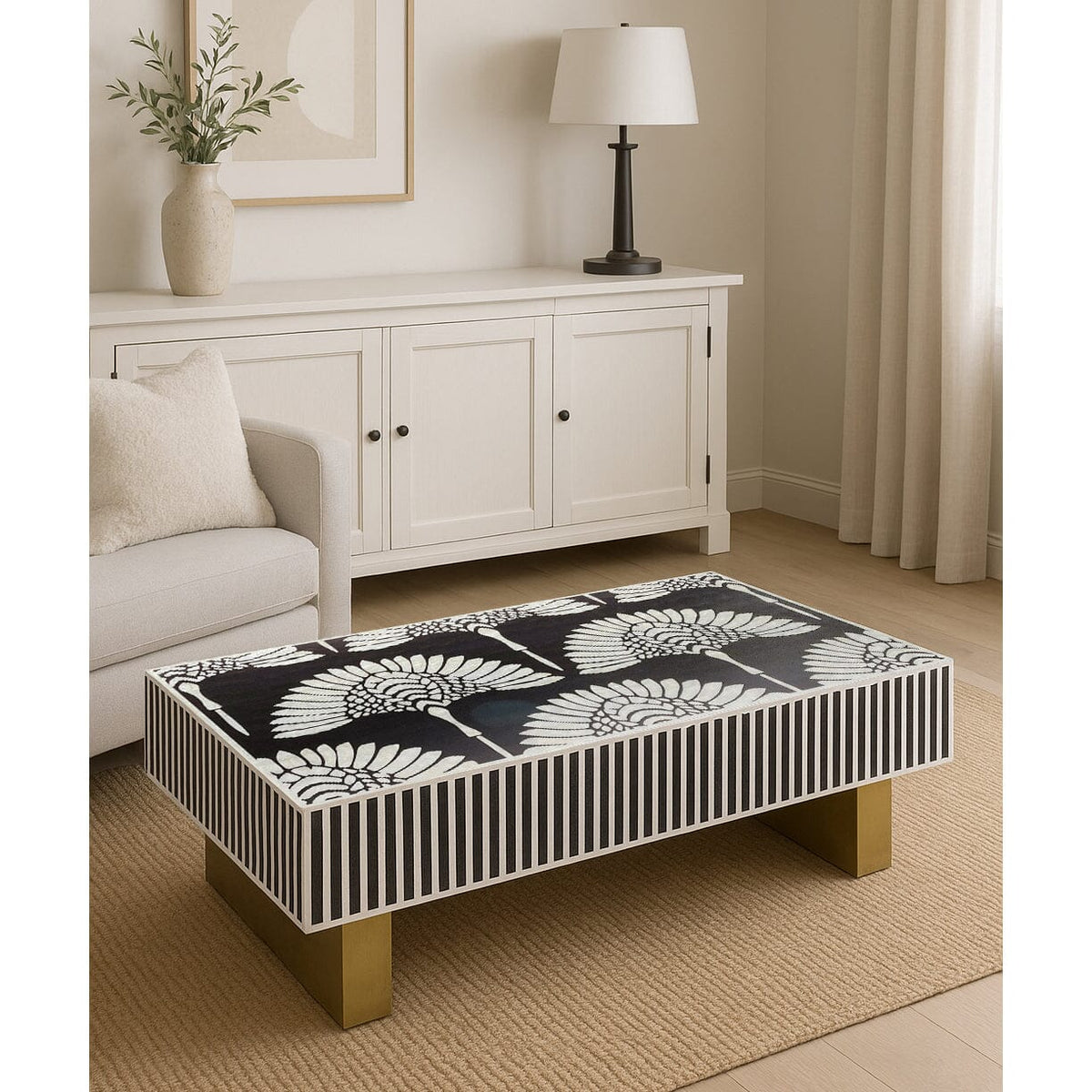 Leilani Mother of Pearl Floral Inlay Coffee Table 130cm